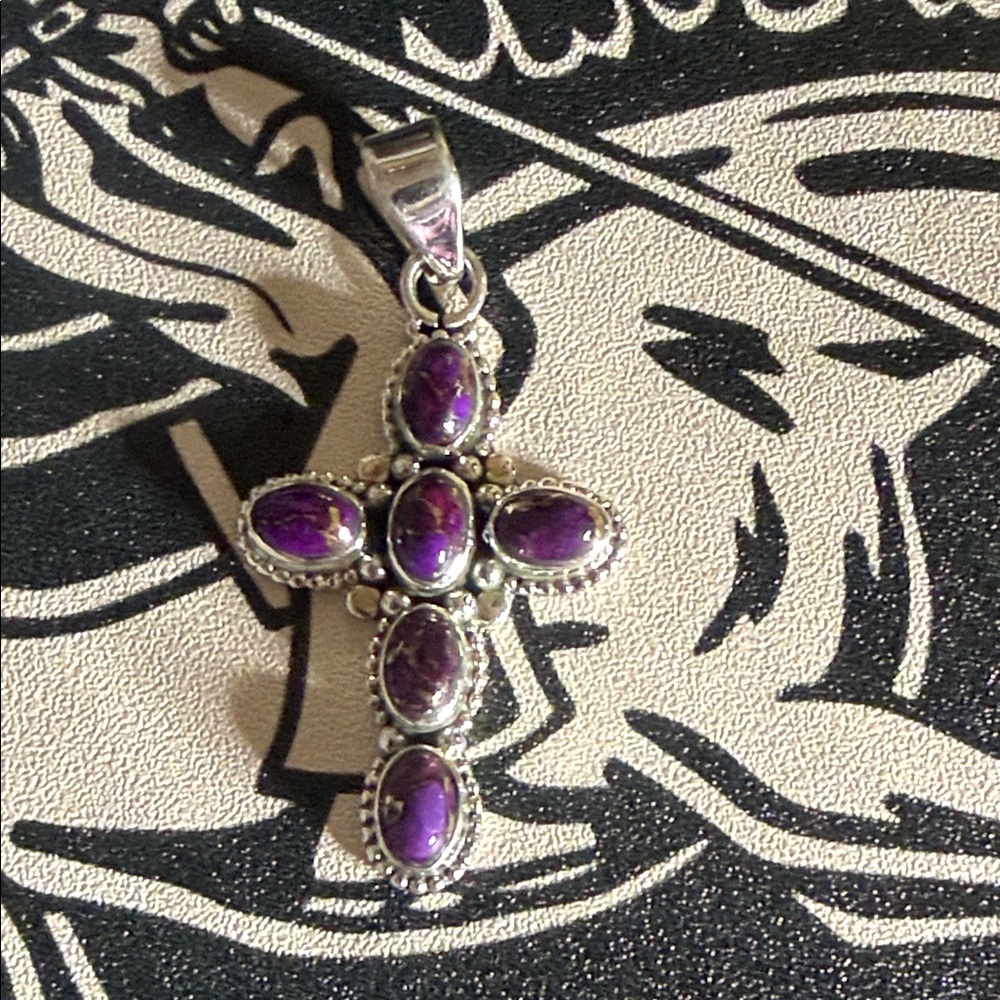 Purple Mojave Turquoise Cross Pendent
